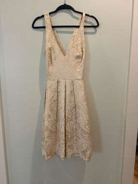 Hutch Ivory Cross Back Dress with Gold Print